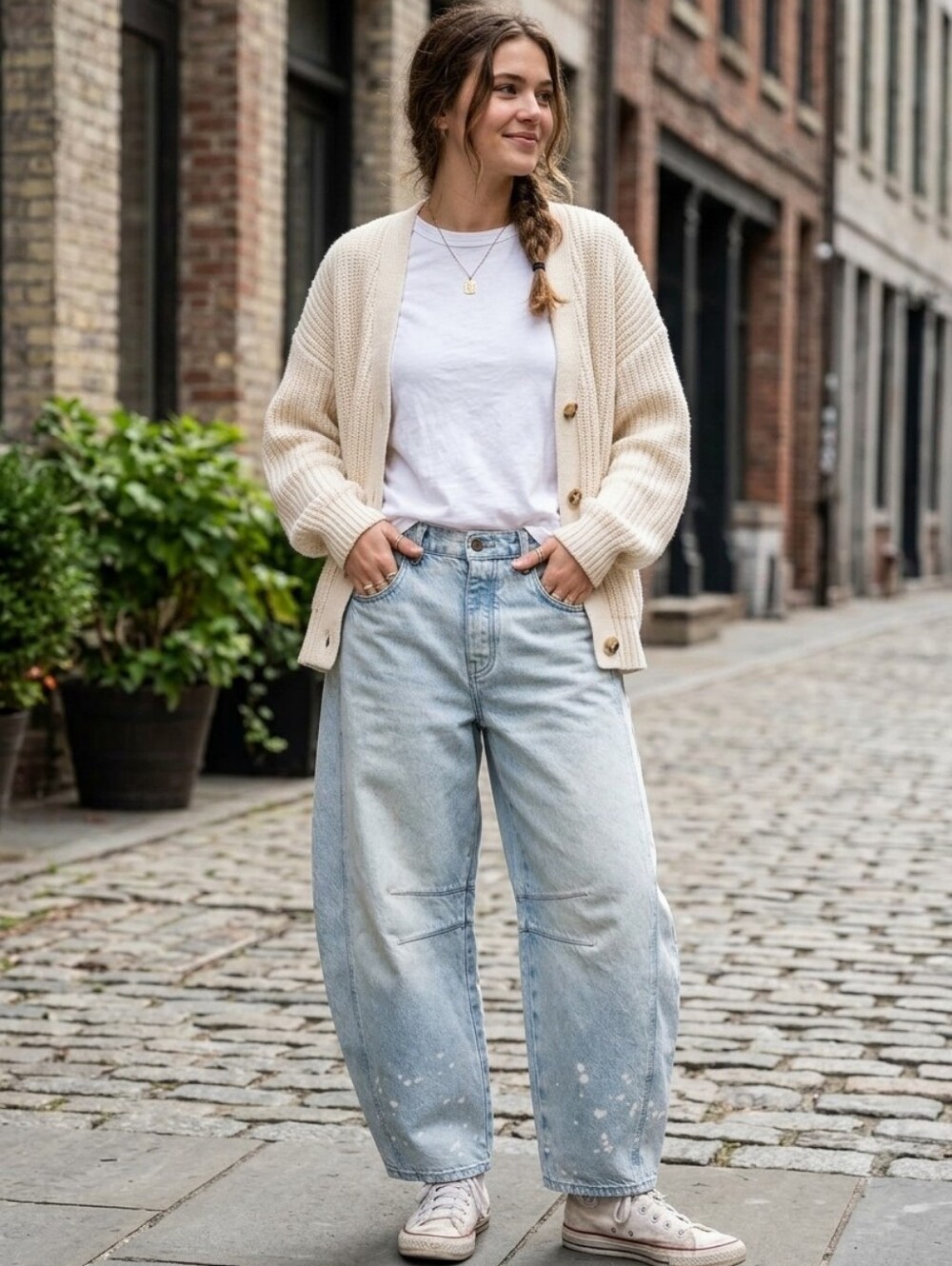 Free People Light Blue Wide-Leg Paint-Splatter Jeans
